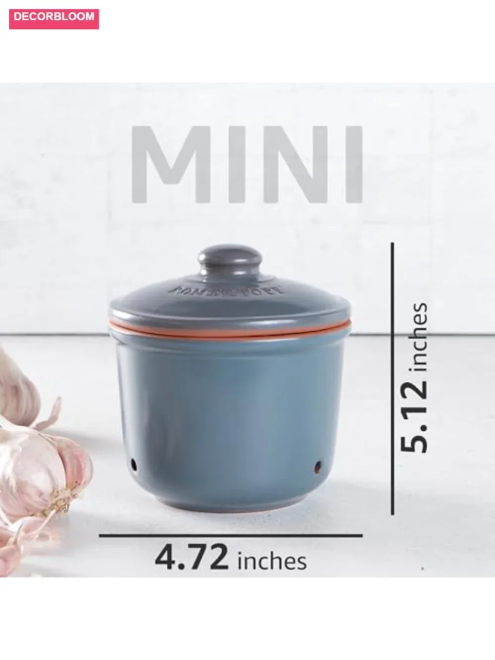 Clay Food Storage Set with Lids, Natural Air Conditioner, 3 Pots